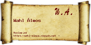 Wahl Álmos névjegykártya